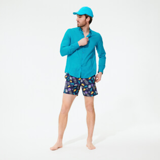 Autros Liso - Camisa en gasa de algodón de color liso unisex, Azurin supp3 Autros Liso - Camisa en gasa de algodón de color liso unisex, Azurin supp3