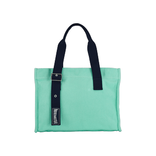 Autros Liso - Bolsa de playa pequeña de algodón con estampado liso, Menta front Autros Liso - Bolsa de playa pequeña de algodón con estampado liso, Menta front