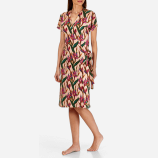 Femme AUTRES Imprimé - Robe portefeuille Femme Mini Paradise 3D, Nude frontworn Femme AUTRES Imprimé - Robe portefeuille Femme Mini Paradise 3D, Nude frontworn