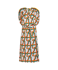 Donna Altri Stampato - Caftano lungo donna in voile di cotone Africain - Vilebrequin x JCC+ - Edizione limitata, Bianco vista frontale