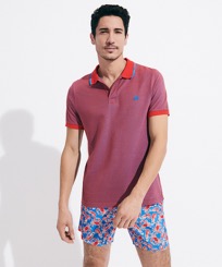 Men Cotton Changing Color Pique Polo Shirt Earthenware vista frontale indossata