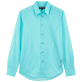 Uomo Altri Unita - Camicia unisex in voile di cotone tinta unita, Lazulii blue vista frontale