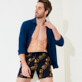 Men Classic Embroidered - Men Swim Trunks Embroidered Elephant Dance - Limited Edition, Navy details view 2