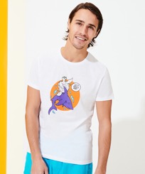 Hombre Autros Estampado - Camiseta de algodón orgánico con estampado Let's Take A Ride ! para hombre, Blanco vista frontal desgastada