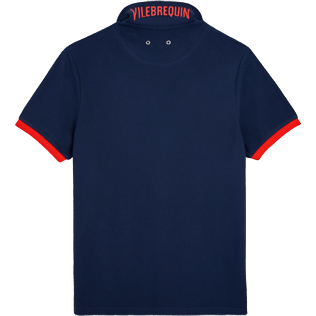 Men Others Solid - Men Cotton Pique Polo Shirt Solid, Navy / red back Men Others Solid - Men Cotton Pique Polo Shirt Solid, Navy / red back