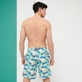 Men Short classic Printed - Men Swimwear Long Ultra-light and packable Urchins & Fishes, White back worn view