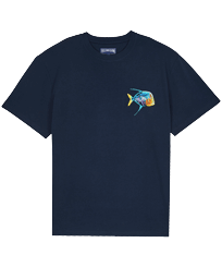 Men Organic Cotton T-shirt Piranhas Azul marino vista frontal