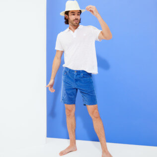 男款 Others 纯色 - Men Milleraies Velvet Bermuda, Sea blue frontworn 男款 Others 纯色 - Men Milleraies Velvet Bermuda, Sea blue frontworn