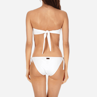 Donne Tops Ricamato - Top bikini donna a fascia ricamato con occhiello, Bianco supp6 Donne Tops Ricamato - Top bikini donna a fascia ricamato con occhiello, Bianco supp6