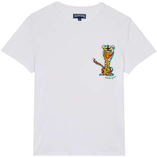 Hombre Autros Bordado - Camiseta de algodón con estampado The Year of the Tiger para hombre, Blanco vista frontal