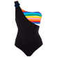 女款 One piece 纯色 - 女士彩虹色束带式不对称连体泳衣 - Vilebrequin x JCC+ 合作款 - 限量版, Multicolor 正面图