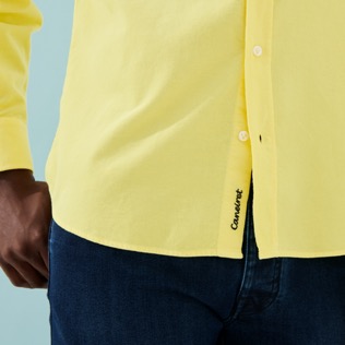 Hombre Autros Liso - Camisa en terciopelo de color liso para hombre, Limon detalles vista 4