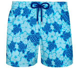 Hombre Clásico stretch Estampado - Bañador elástico con estampado Tortue Hawaï para hombre - EXCLUSIVA ONLINE, Celeste front Hombre Clásico stretch Estampado - Bañador elástico con estampado Tortue Hawaï para hombre - EXCLUSIVA ONLINE, Celeste front