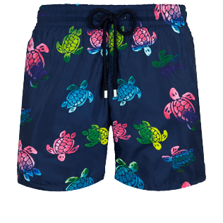 Herren Klassische dünne Stoffe Bedruckt - Men Swimwear Ultra-light and packable Ronde des Tortues Aquarelle, Marineblau front Herren Klassische dünne Stoffe Bedruckt - Men Swimwear Ultra-light and packable Ronde des Tortues Aquarelle, Marineblau front