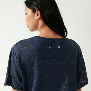 Imagen de Hombre Autros Liso - Camiseta de lino de color liso unisex, Navy heather detalles vista 4 Imagen de Hombre Autros Liso - Camiseta de lino de color liso unisex, Navy heather detalles vista 4