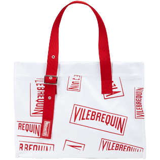 Autros Estampado - Bolsa de playa grande en algodón (Vilebrequin)RED, Blanco frontworn Autros Estampado - Bolsa de playa grande en algodón (Vilebrequin)RED, Blanco frontworn