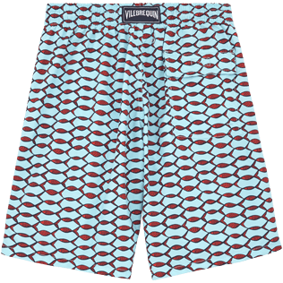 Men Long Printed - Fish Net Long Cut Swim shorts, Frosted blue back Men Long Printed - Fish Net Long Cut Swim shorts, Frosted blue back