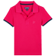 Boys Others Solid - Boys Cotton Pique Polo Shirt Solid, Shocking pink front view