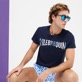 Hombre Autros Estampado - Camiseta de algodón con estampado Batik Fishes para hombre, Azul marino detalles vista 5