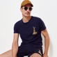 Men Cotton T-Shirt Embroidered The year of the Rabbit Navy details view 6