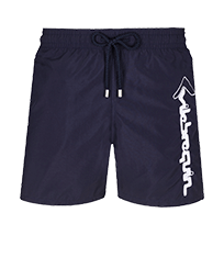 Men Classic Embroidered - Men Swim Trunks Placed embroidery Le Vilebrequin, Navy front view