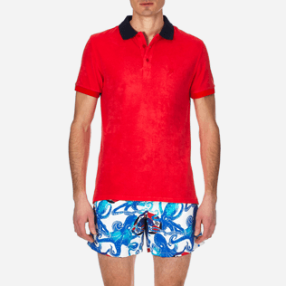 Uomo Polo Unita - Polo uomo in spugna a contrasto, Papavero supp1 Uomo Polo Unita - Polo uomo in spugna a contrasto, Papavero supp1