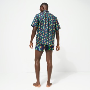 Men Others Printed - Men Bowling Shirt Linen Tortues Rainbow Multicolor - Vilebrequin x Kenny Scharf, Navy details view 1