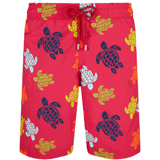 Men Others Printed - Men Long Swim Trunks Ronde Des Tortues, Burgundy front view