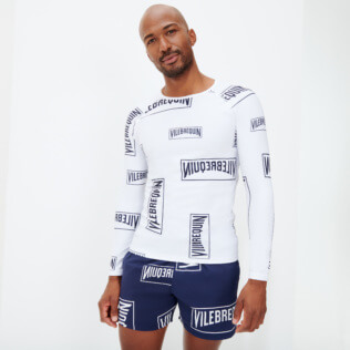 Men Others Printed - Men Rashguard Vilebrequin labels, White frontworn Men Others Printed - Men Rashguard Vilebrequin labels, White frontworn