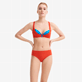 Damen Bügel-Bikini Uni - Bügel-Bikinioberteil mit Kontrasten für Damen – Vilebrequin x JCC+ – Limitierte Serie, Red polish Vorderseite getragene Ansicht