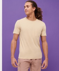 Hombre Autros Liso - Camiseta de algodón orgánico con tinte natural para hombre, Nuts vista frontal desgastada