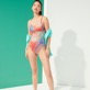 Damen Einteiler Bedruckt - Plumes Badeanzug mit Rundhalsausschnitt für Damen, Guava Details Ansicht 2