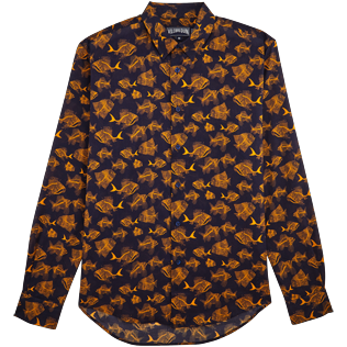 Camicie Stampato - Camicia in voile di cotone Prehistoric Fish, Blu marine front Camicie Stampato - Camicia in voile di cotone Prehistoric Fish, Blu marine front
