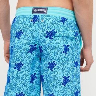Men Long classic Printed - Men Swimwear Long Turtles Splash Flocked, Lazulii blue details view 2