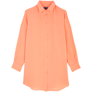 Imagen de Mujer Autros Liso - Vestido camisero de lino de color liso para mujer, Candy vista frontal Imagen de Mujer Autros Liso - Vestido camisero de lino de color liso para mujer, Candy vista frontal
