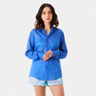 Autros Liso - Camisa en gasa de algodón de color liso unisex, Mar azul supp6 Autros Liso - Camisa en gasa de algodón de color liso unisex, Mar azul supp6