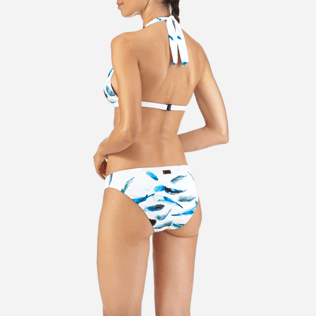 Mujer Tops Estampado - Top de bikini de triángulo con estampado Blue Breath, Blanco supp2 Mujer Tops Estampado - Top de bikini de triángulo con estampado Blue Breath, Blanco supp2