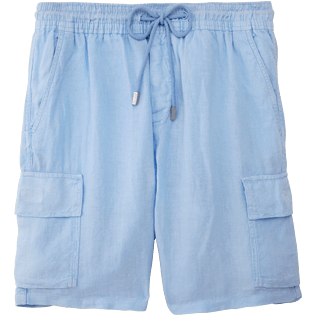 Men Others Solid - Men Cargo Linen Bermuda Shorts Solid, Sky blue front Men Others Solid - Men Cargo Linen Bermuda Shorts Solid, Sky blue front