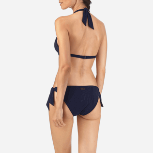 Mujer Halter Lazercut - Top de bikini de triángulo con estampado Micro Ronde des Tortues, Azul marino supp2 Mujer Halter Lazercut - Top de bikini de triángulo con estampado Micro Ronde des Tortues, Azul marino supp2