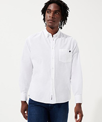 Hombre Autros Liso - Camisa en terciopelo de color liso para hombre, Blanco vista frontal desgastada