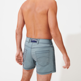 Uomo Cintura piatta Unita - Costume da bagno uomo con cintura piatta tinta unita, Laguna vista indossata posteriore