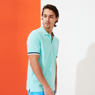 Hombre Autros Liso - Polo en piqué de algodón de color liso para hombre, Laguna supp4 Hombre Autros Liso - Polo en piqué de algodón de color liso para hombre, Laguna supp4