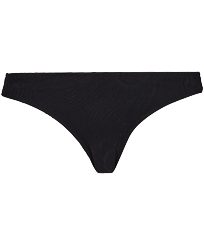 Women Classic brief Solid - Women Bikini Bottom Midi Brief Plumes Jacquard, Black front view