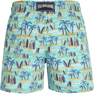 Uomo Classico stretch Stampato - Costume da bagno uomo elasticizzato Palms & Surfs - Vilebrequin x The Beach Boys, Lazulii blue vista posteriore