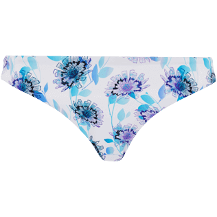 Damen Klassische Höschen Bedruckt - Flash Flowers Midi-Bikinihose für Damen, Purple blue Vorderansicht