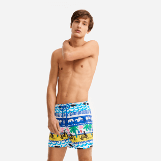 Men Classic Printed - Men Swimwear La Mer - Vilebrequin x JCC+ - Limited Edition, White frontworn Men Classic Printed - Men Swimwear La Mer - Vilebrequin x JCC+ - Limited Edition, White frontworn