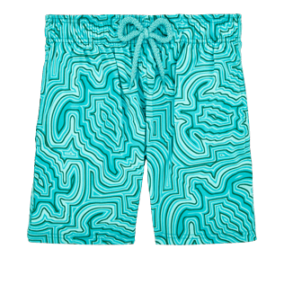 Chicos Corte Clásico Estampado - Bañador elástico con estampado Hypnotic Turtles para niño, Curazao front Chicos Corte Clásico Estampado - Bañador elástico con estampado Hypnotic Turtles para niño, Curazao front
