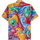 Herren Andere Bedruckt - Faces In Places Bowling-Hemd aus Leinen für Herren – Vilebrequin x Kenny Scharf, Multicolor Rückansicht