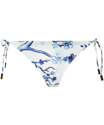 Donna Slip classico Stampato - Slip bikini donna da allacciare Cherry Blossom, Blu mare vista frontale