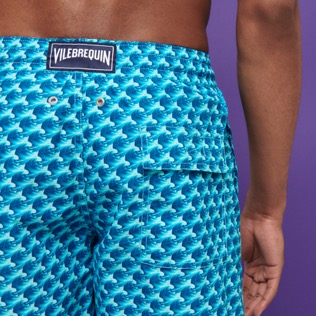 男款 Long classic 印制 - 男士 Micro Waves 长款泳裤, Lazulii blue 细节视图2